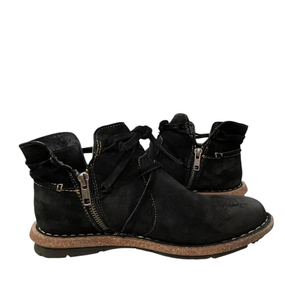 Born Womens 7.5 Tarkiln Bootie Ankle Boot Suede Leather Side Zip Round Toe Black - Picture 6 of 16